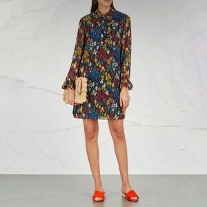 New Tory Burch Livia Shirtdress Mini Dress Floral Iris Garden Polka Dot Size 2